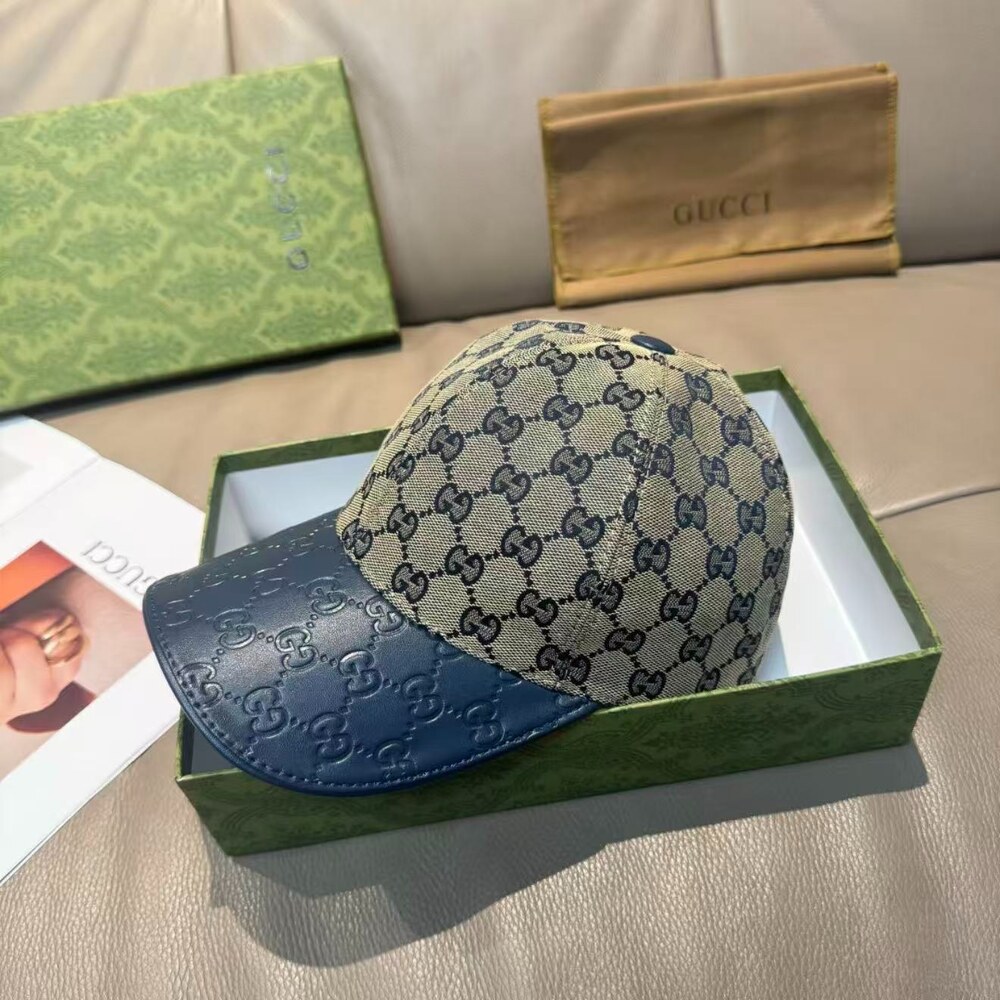 Gucci GG Jacquard Embossed Leather Baseball Cap - Picture 2 of 5